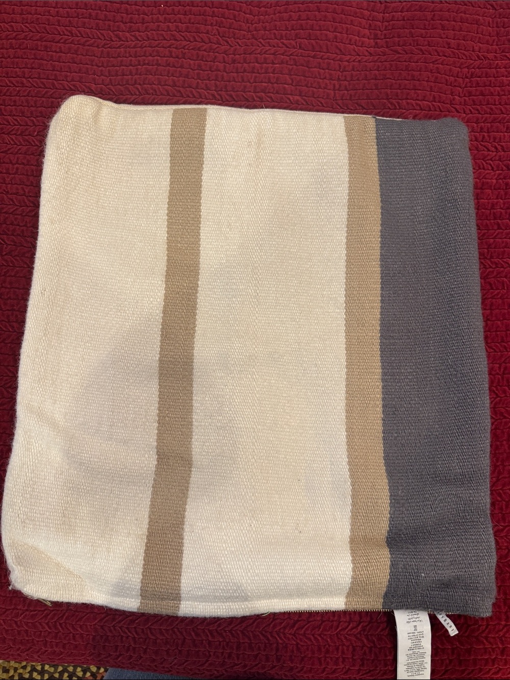 Pottery Barn Neutral Striped Accent Pillow Cover in Cream, Taupe & Gray
